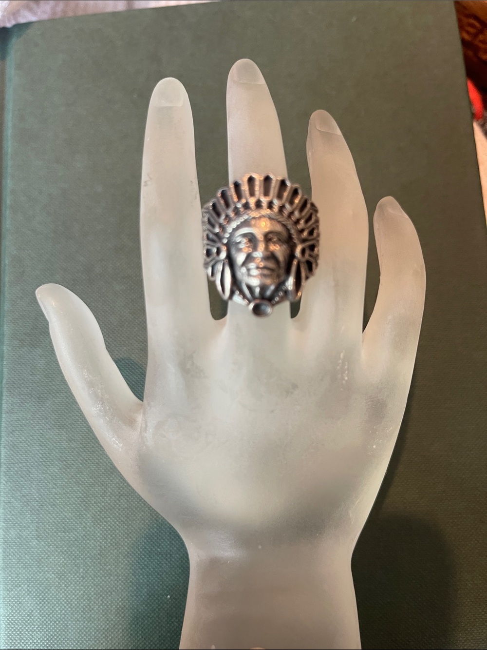 Vintage Silver-Tone Chief Head Statement Ring